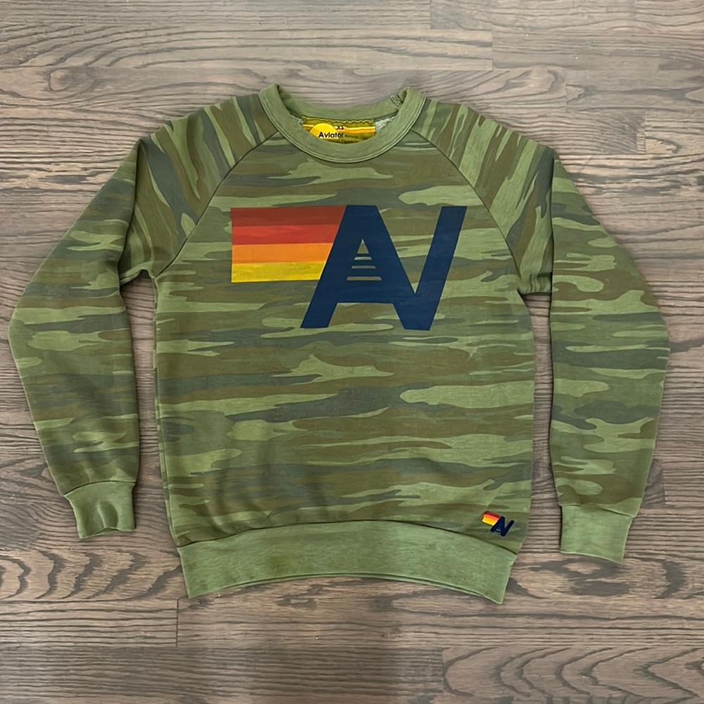Aviator Nation Camo Unisex Crewneck Sweatshirt.